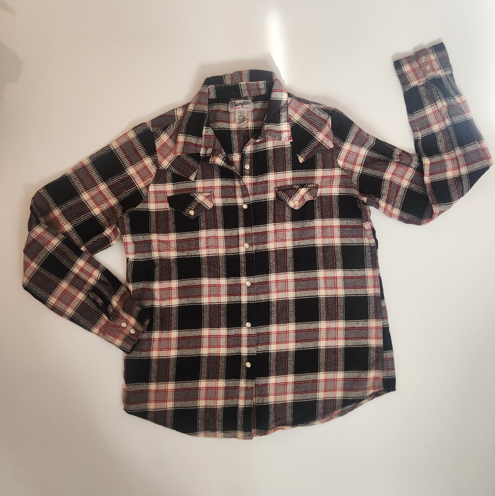 Women's Wrangler flannel shirt, vintage 90s wear, size large, 100% cotton